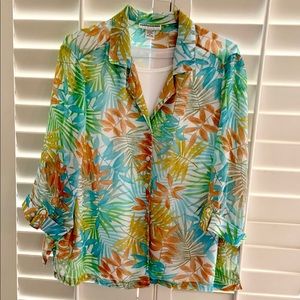Cathy Daniels Sheer Floral 2X Blouse